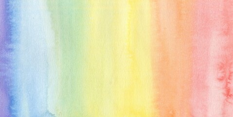 Narrow Abstract Rainbow Watercolor Grunge Background of Soft Textured Art Banner With Empty Space