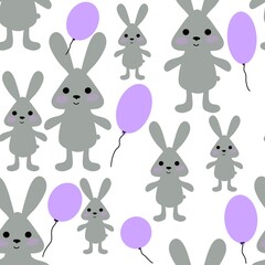 Bunnies seamless rabbits pattern for fabrics and textiles and packaging and gifts and cards and linens and kids