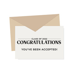 Congratulations Announcement Envelope, Class of 2022, Vector Illustration Background