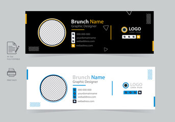 Abstract Email Signature Design Template Or Social Media Cover Design Vector Premium