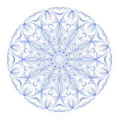 Mandala blue on a white background. Ethnic pattern Vector illustration. 