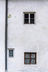 Fototapeta na wymiar Old abadoned house front in rural area of Europe