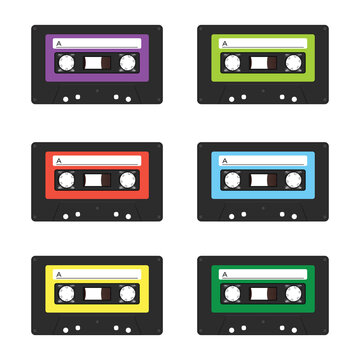 Vector retro audio cassettes.