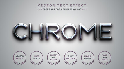 Chrome Plastic - Editable Text Effect, Font Style - obrazy, fototapety, plakaty