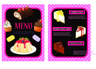 Deserts menu design. vector illustration