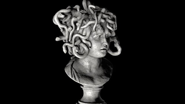 Medusa - Bernini - rotation Sx - 3d animation model on a black background