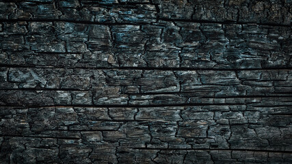 Charcoal background, natural burnt wood texture closeup