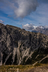 Mountain trail Tre Cime di Lavaredo in Dolomites in Italy