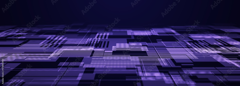 Aufkleber Abstract technology background. Computer matrix. Futuristic cyber blue background of points. 3d rendering.