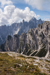 Mountain trail Tre Cime di Lavaredo in Dolomites in Italy