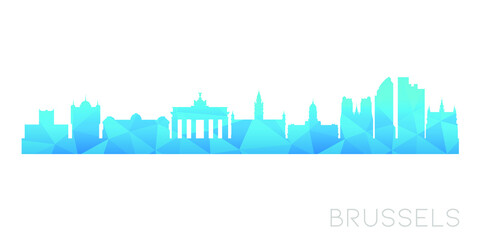 Brussels, Belgium Low Poly Skyline Clip Art City Design. Geometric Polygon Graphic Horizon Icon. Vector Illustration Symbol.