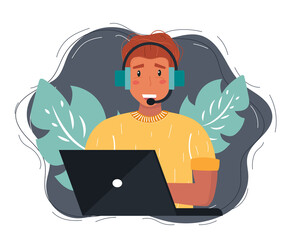 Live support concept. Business customer care service concept. Icon for contact us, support, help, phone call and website click. Flat vector illustration.	