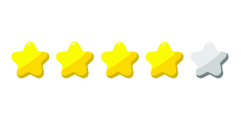 Flat golden 4 star rating icon isolated on a white background. EPS10 vector file