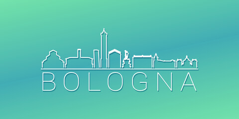 ologna, Metropolitan City of Bologna, Italy Skyline Linear Design. Flat City Illustration Minimal Clip Art. Background Gradient Travel Vector Icon. © josepperianes
