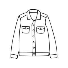 Denim jacket doodle illustration in vector. Hand drawn denim jacket icon in vector.