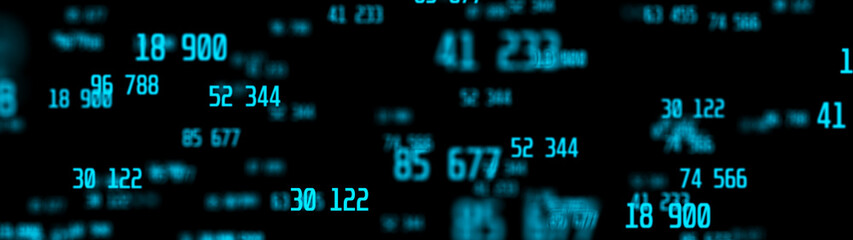 Matrix of random numbers. Flying numbers. Binary computer code. Abstract digital background. 3d rendering. © Columbus
