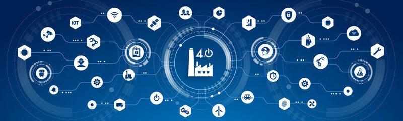 industrie 4.0 - usine du futur - smart industry - blue