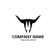 Creative modern abstract illustration initials M with bull's head graphic design geometric logo design template