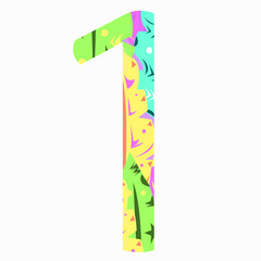 Stylized figure one with an abstract pattern.