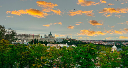 Royal Palace of Madrid with a gorgeous sunset