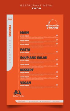 Simple Orange Restaurant Menu Design.