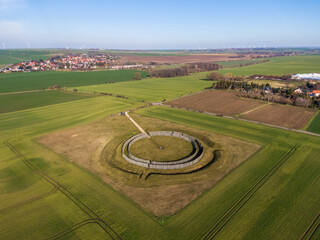 Aerial view of the Goseck circle, an Ancient Solar Observatory, Germany