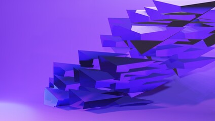 Fototapeta na wymiar Product showcase template mockup with purple glass crystals. 3d render illustration