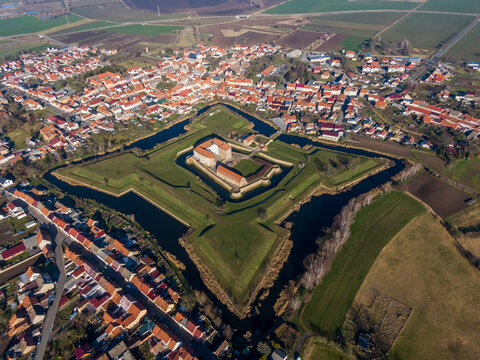 Aerial view of the Heldrungen fortress in Germany