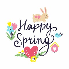 Vector bright spring calligraphy written by hand