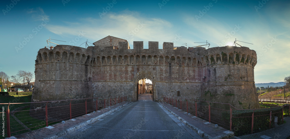 Wall mural colle val d'elsa, porta nova city gateway. siena, tuscany, italy