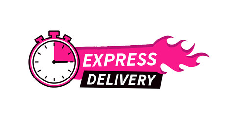Fototapeta na wymiar Express delivery icon for apps and website. Delivery banner with fire. Vector illustration. Flat design.