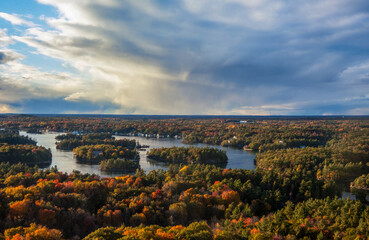 Thousand Islands, Ontario, Canada, autumn colours, St. Lawrence River