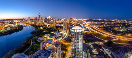 Aerial View of Austin Texas at Night  USA