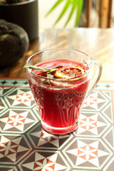 Raspberry tea with cinnamon and orange. Warming tea 
Tea with raspberries, cinnamon and orange. Warming tea