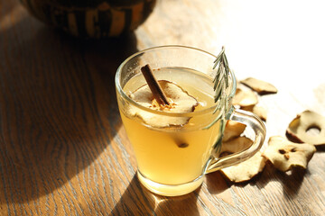 Tea with cinnamon and rosemary. Warming tea with cinnamon, apple and rosemary.
