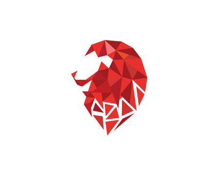 creative polygonal red lion logo vector symbol Icon sign Illustration