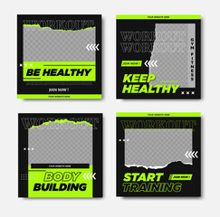 Fitness gym social media post and web banner	