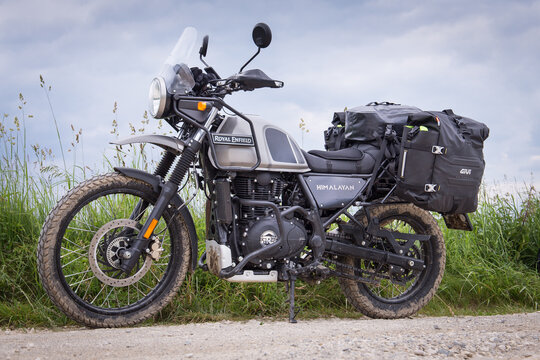 Royal Enfield Himalayan motorcycle parked on the road