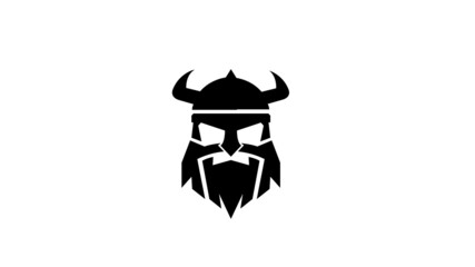 Creative Warrior Viking Helmet Head Logo Design Symbol Vector Illustration