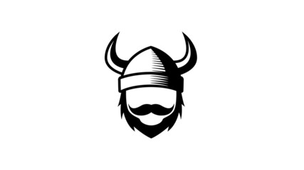 Creative Warrior Viking Helmet Head Logo Design Symbol Vector Illustration
