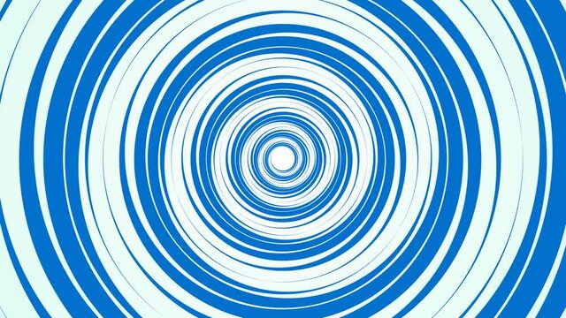 Hypnosis animation background. Blue chaotic circle-shaped line, a moving maze. Discounts rotating in a circle. Spiral frame for logo, symbol, medicine, technology. 4k.