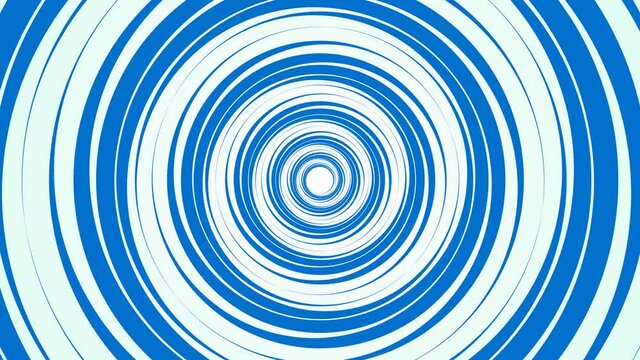 Hypnosis animation background. Blue chaotic circle-shaped line, a moving maze. Discounts rotating in a circle. Spiral frame for logo, symbol, medicine, technology. 4k.