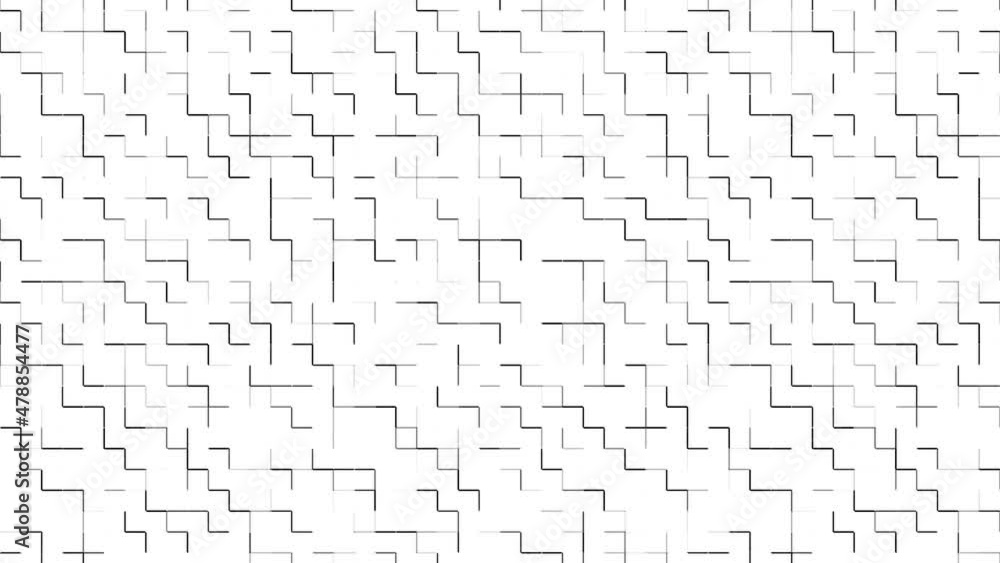Poster abstract white background of dots and lines randomly moving. design halftone maze with moving walls.