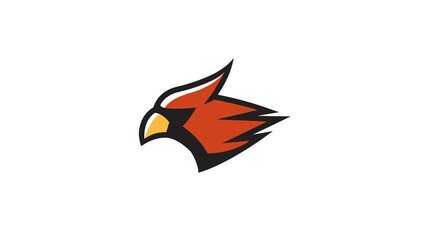 Creative Red Head Bird Cardinal Abstract Logo Design Vector