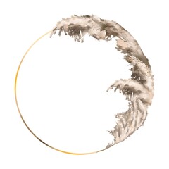 Watercolor frame made of pampas grass. beautiful boho frame