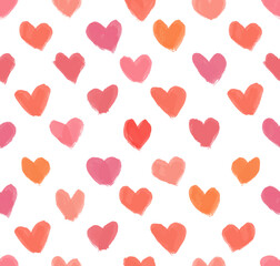 Love seamless background with red hearts