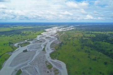 Fototapeta na wymiar Cubarral river aerial view