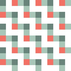 Fototapeta na wymiar Green and pink zigzag worm-like seamless pattern pixel art on the white background. Vector illustration.