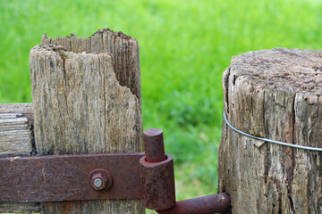 close up of old rustic gate