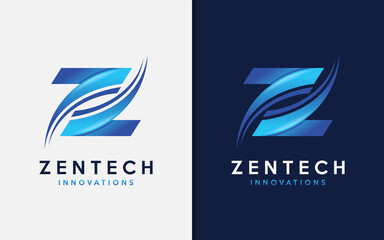 Abstract Initial Letter Z with Modern Style Concept Logo Design Illustration.